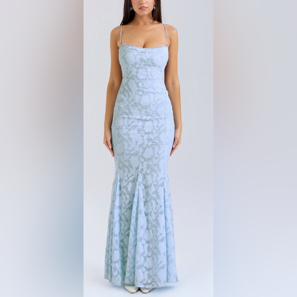 Joan BlueBell Lace up back maxi dress